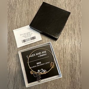 NWOT Alex & Ani Bike Charm Bangle Bracelet - Gold -  Bloomingdale's Box